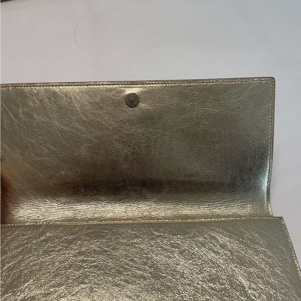 Saint Laurent Gold Metallic YSL large De Jour Clutch - Picture 3 of 7